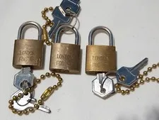 3 Brass London Fog Vintage locks w/ Keys & Extra Keys  Suitcase Purse Working