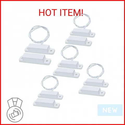 WESUA 5 Sets Magnetic Contacts Wired Window Door Contact Sensor Magnetic Reed Sw
