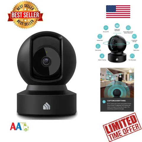 Security Camera 1080p Indoor Pan/Tilt WiFi Night Vision Motion Tracking