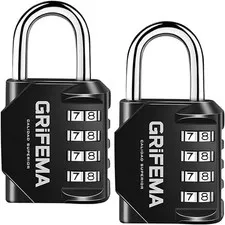 GRIFEMA GA1001 Combination Padlock, 4 Digit Coded Zinc Alloy Heavy Duty Locker L