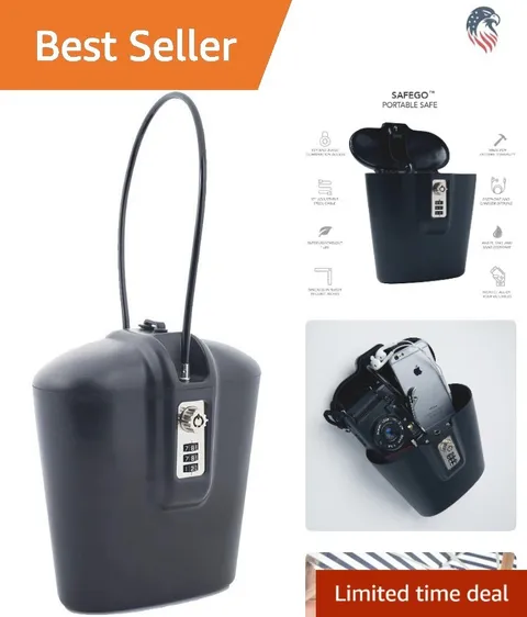 Portable Indoor Outdoor Lock Box Safe with Combination Key Water Resistant Black