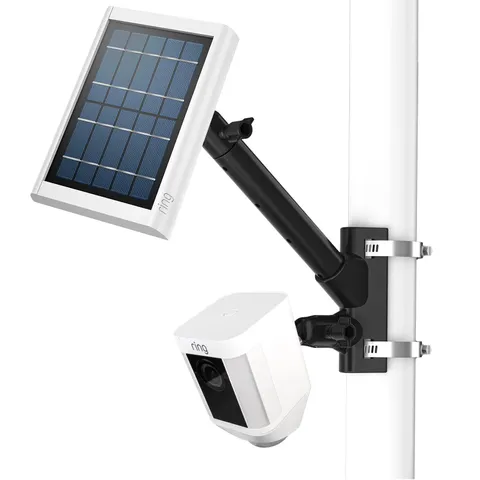 2-in-1 Pole Mounting Bracket for Ring Stick Up Cam, Solar Panel and Black