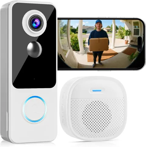 Doorbell Camera Wireless,2K FHD Head-To-Toe Video, No Subscription,Two-Way Talk,