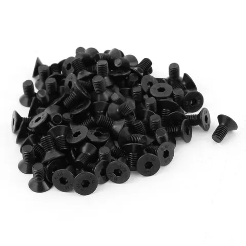 100Pcs Black M5 x 10mm Alloy Steel Hex Socket Flat Head Countersunk Screws Bolts