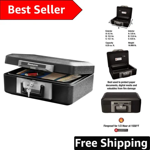Key-Locked Fireproof Safe Box for Documents & Jewelry - Essential Home Asset