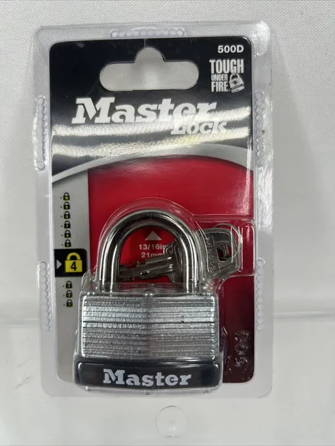Master Lock 500D 13/16in 21mm Padlock 1-3/4in 44mm Security Lock with 2 Keys