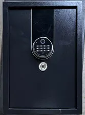 Large Black Metal Safe w/ Electronic Keypad, Key Override, Shelf