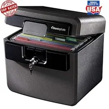 Fireproof Waterproof Document Safe Box File Organizer Key Lock Storage Black New