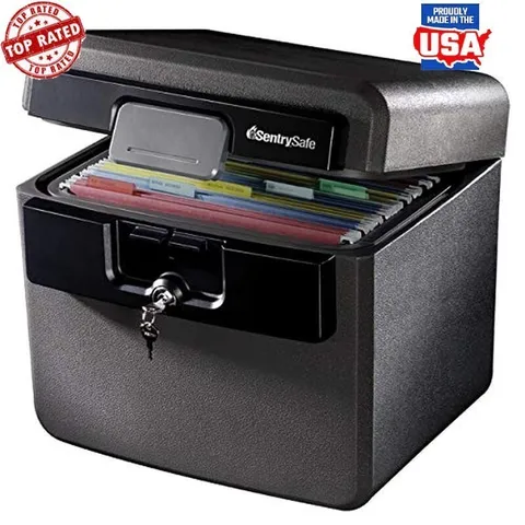 Fireproof Waterproof Document Safe Box File Organizer Key Lock Storage Black New