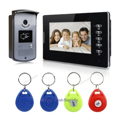 Wired Video Door Phone Doorbell Intercom System Rainproof Camera RFID Unlocking