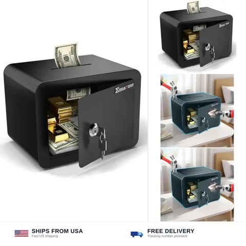 Small Safe, Locker Safes with Key and Coin Slot, Little Safes for Money, Chea...