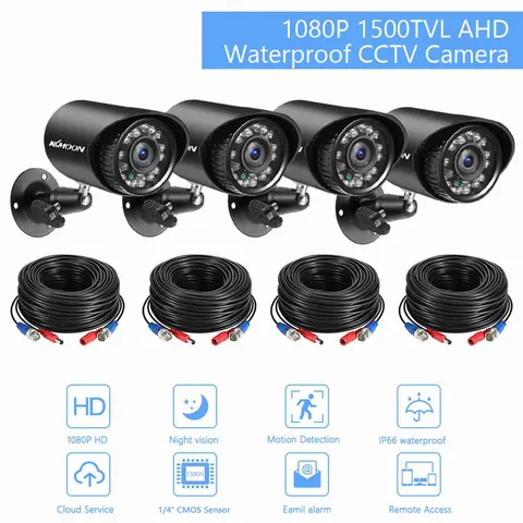 1080P Security Camera 24 Infrared LEDs Motion Detection Security Camera Kit KBUA