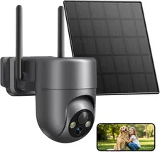 Solar Security Cameras Wireless Outdoor, 360° View PTZ Camera for Home Security,