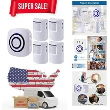 Battery-Powered Motion Sensor Alarm System: 1 Receiver, 4 Sensors & LED Alerts