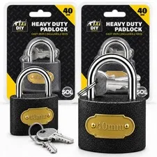 4pk Heavy Duty Padlock 40mm Weatherproof With Keys Shed Gate Garden Security