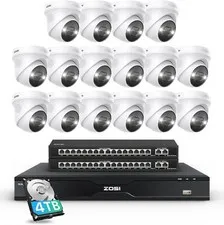 ZOSI 32CH 4K PoE Security 8MP Camera Outdoor System 8MP NVR 4TB HDD Night Vision