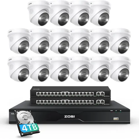ZOSI 32CH 4K PoE Security 8MP Camera Outdoor System 8MP NVR 4TB HDD Night Vision