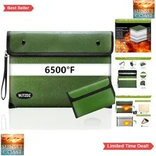 Fireproof Money Bag 6500°F Waterproof Document Safe Reflective Strips Portable