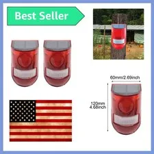 2 Pack Solar Sound and Light Alarm Motion Sensor, 129db Outdoor Security Sire...