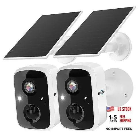 Solar Security Cameras Wireless Outdoor 2 Pack, Battery Powered 3K 2C90-White