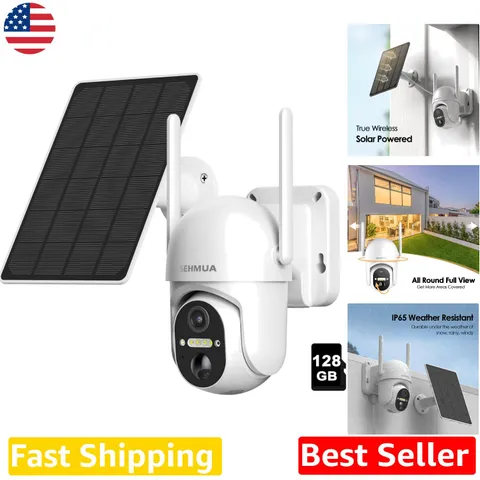 Wireless Outdoor Camera 2K Solar Powered WiFi Spotlight Color Night Vision PIR