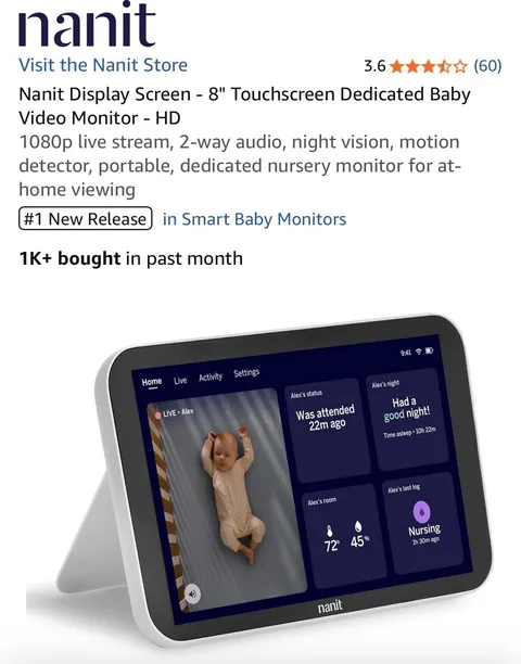 Nanit Home H101NW 8" Display Screen Baby Monitor - New Sealed