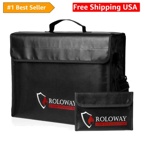 Large 17 x 12 x 5.8 inches Fireproof Bag, Water Resistant Fireproof Document ...