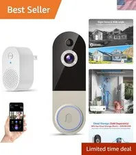 Water-Resistant 1080P Wireless Video Doorbell with Cloud Storage & Talk Function