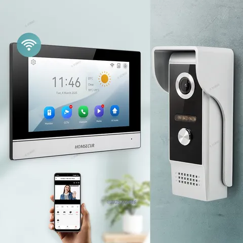 HOMSECUR 7" Waterproof WIFI Video Door Phone Intercom Doorbell External Memory