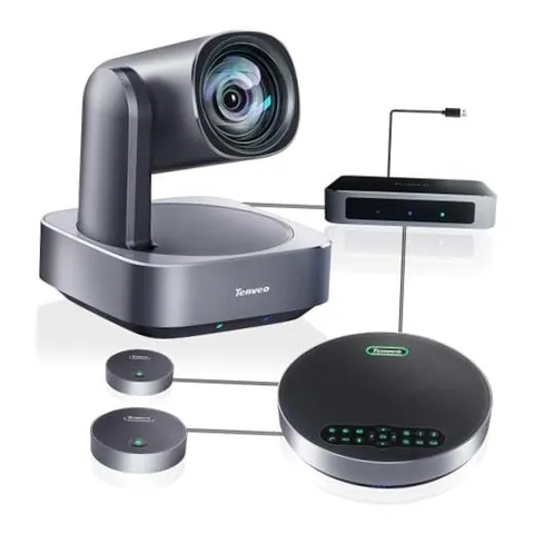 4K PTZ Conference Room Camera System, AI Auto-Tracking 12X Classic Silver