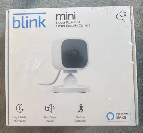 Blink Mini Compact Indoor Plug-in Smart Security Camera - SEALED!
