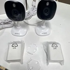 AOQEE Wired Indoor IP/Network Surveillance Cameras USB Power 2-Pack White/Black