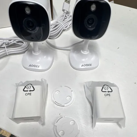 AOQEE Wired Indoor IP/Network Surveillance Cameras USB Power 2-Pack White/Black