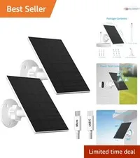 2W Solar Panel Outdoor Waterproof USB C Charger Security Camera 2 Pack