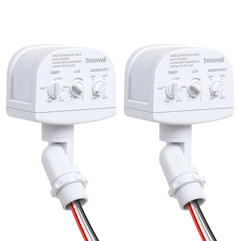 2 Pack 240-Degree Replacement Motion Sensor, Adjustable LUX(5-300) & Time & D...