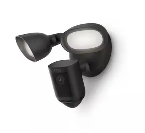 Ring Floodlight Cam Pro Wired 2K Video 2 LED Lights Dual Band Wi-Fi - Black -New