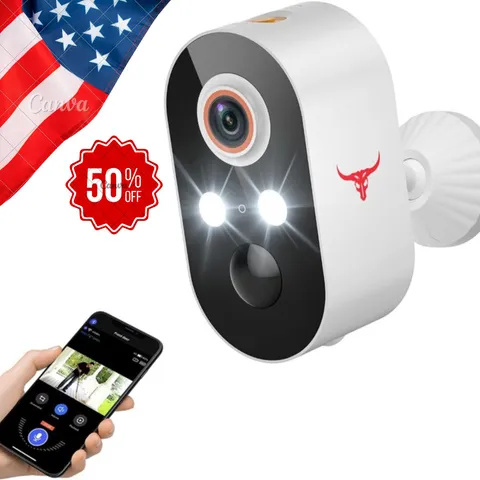 1080P Wireless Security Camera Outdoor, Battery Powered (1 spotlights)