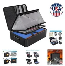 Fireproof Document Organizer Bag with Lock Accordion File Folder 13 Pocket