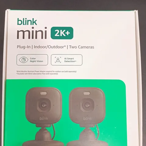 Blink Mini 2K+ 2-Pack Black Plug-In Indoor/Outdoor Wi-Fi Cameras Color Night
