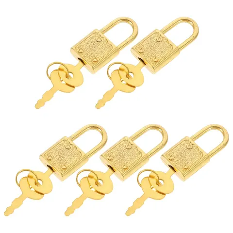5Sets Durable Mini Plastic Padlocks with Keys Retro Design for Wooden Boxes