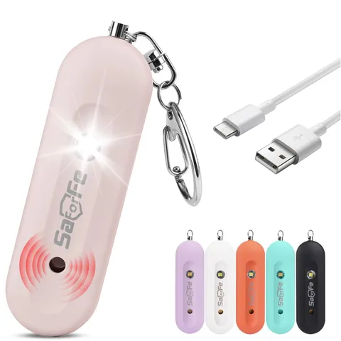 Personal Safety Alarm - Waterproof Rechargeable Security - 140dB Pink