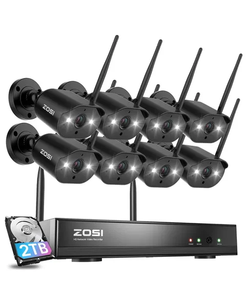 3MP Wireless Wi-Fi Security Camera System with 2 Way Audio,  2K 8CH Wifi 6 NVR,