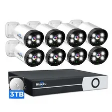 4-8Pcs Hiseeu 5MP PoE Security Camera System 3TB HDD PIR Detection Two Way Audio