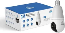 Light Bulb Security Camera, 4MP 2K, Human and Vehicle Detection, Indoor Outdoor,