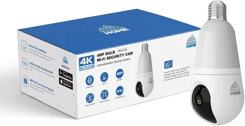 Light Bulb Security Camera, 4MP 2K, Human and Vehicle Detection, Indoor Outdoor,