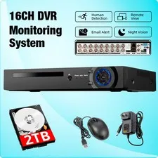 16CH 6‑In‑1 H.265+ DVR Built‑In 2TB HDD Remote Mobile View For Business Premises