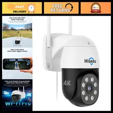 4K 8MP Wireless Outdoor Security Camera, Pan & Tilt, WiFi, Auto Tracking, Color