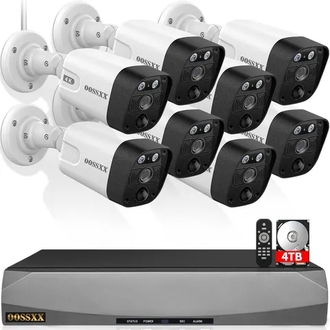 OOSSXX 4K POE Wired Home Security Camera 2-Way Audio, 130°Ultra Wide-Angle