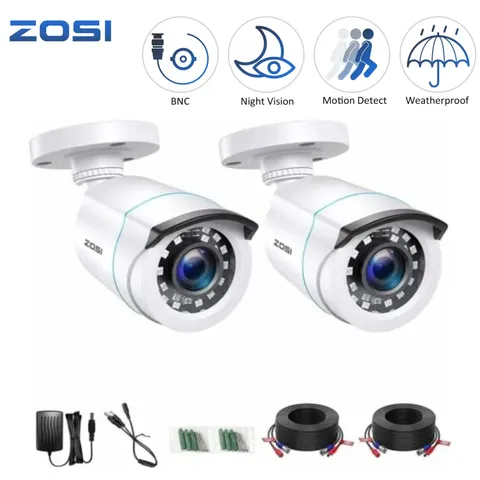 ZOSI 2PK 1080P TVI Bullet CCTV 2MP Security Camera Outdoor BNC IR Night Vision