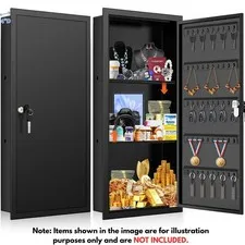 Wall Safe W Removable Shelf Lockable Storage Box for Ammo Handguns Money Jewelry
